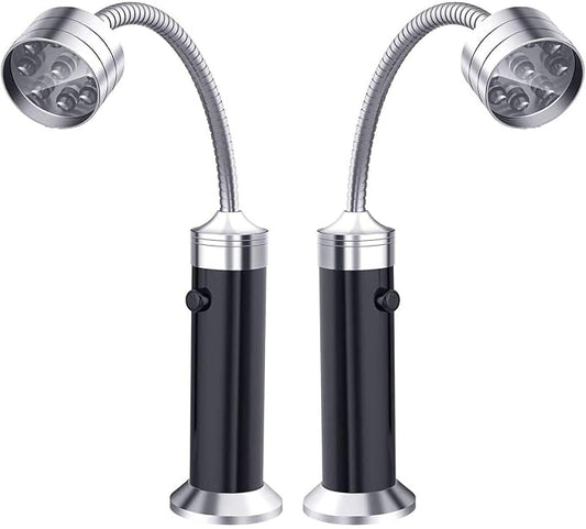 BBQ Light Magnetic Lights with BBQ Grill Accessories, Battery Operated, 360 Degree Rotation Angle for Reading, Working, Outdoor Barbecue Grilling Camping Emergency (2 Pcs, Black)