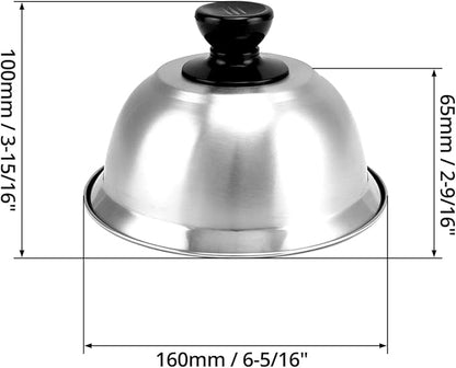 QWORK 6" Burger Covers Small Cheese Melting Dome, 3 Pack Stainless Steel Food Cover for Burger, Steak