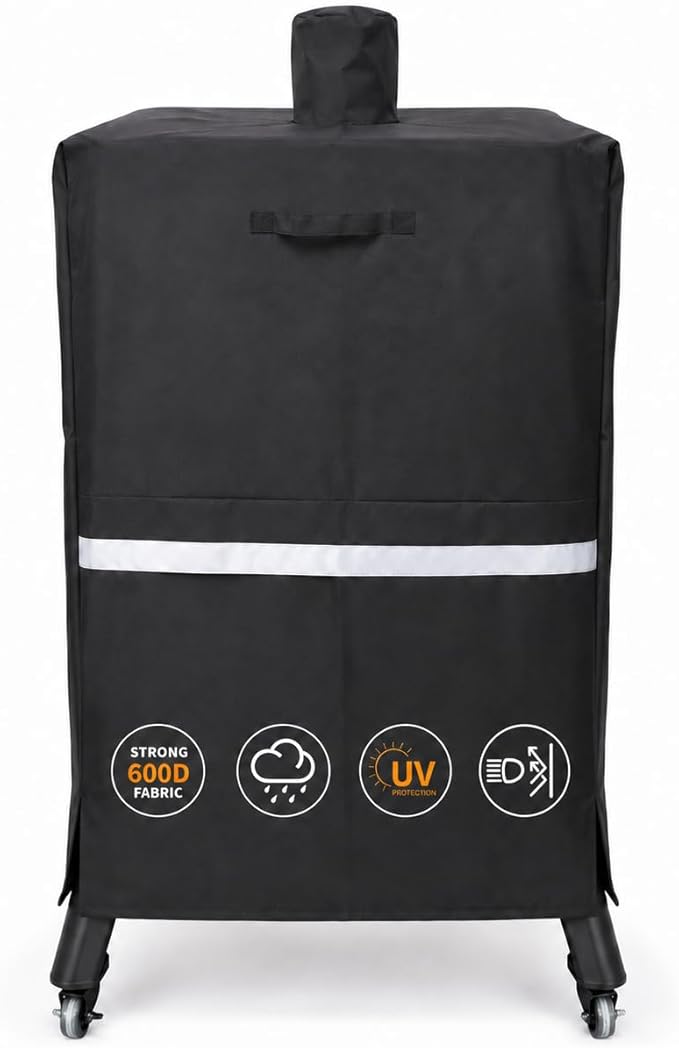 Vertical Smoker Cover Compatible with Pit Boss 4/5 Series, 73550 Pellet Smoker Cover for PBV5P1, PBV5PW1 and PBV4PS1, 600D Heavy Duty Outdoor Smoker Cover with Zipper and Air Vents