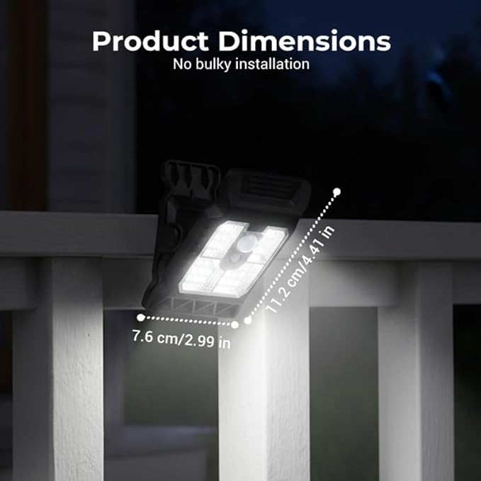Solar Clip on Lights Outdoor Waterproof, 3 Modes Motion Sensor Security Light with Wide Angle Illumination, Portable Solar Powered Clamp Light for Fence, Patio Umbrella, Gutter, Deck (B-8Pcs)