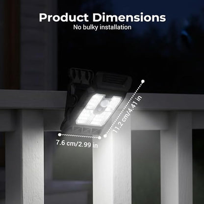 Solar Clip on Lights Outdoor Waterproof, 3 Modes Motion Sensor Security Light with Wide Angle Illumination, Portable Solar Powered Clamp Light for Fence, Patio Umbrella, Gutter, Deck (B-4Pcs)