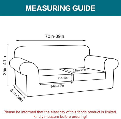 Turquoize 3 Piece Sofa Covers For 2 Cushion Couch Sofa Slipcover Soft Couch Cover For Dogs-Washable Sofa Furniture Covers With 2 Individual Cushion Covers, Feature Thick Fabric (2 Cushion Sofa, Ivory)