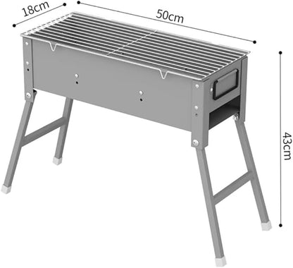 Charcoal Grill Stainless Steel Folding Portable BBQ Kit for Outdoor Cooking, Camping, Hiking, Picnic, Tailgate, Backpacking or Any Outdoor Event(18 * 50 * 43cm)