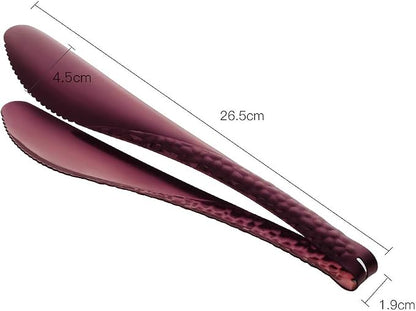 Stainless Steel Kitchen Food Clamp Serving Tongs for Cooking,Toast Bread,Salad,Barbecue,Grilling,Baking,Frying (Purple)