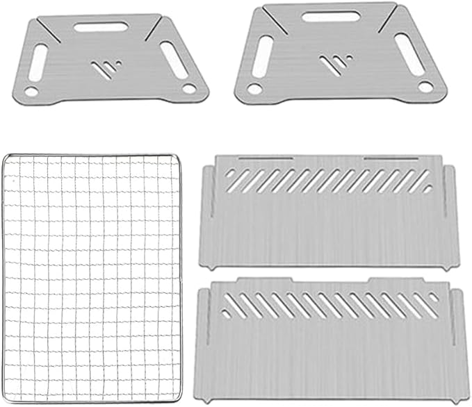Portable Stainless Steel BBQ Grill Charcoal Folding Card Grill Outdoor Small BBQ Tool for Camping Picnics Hiking Party