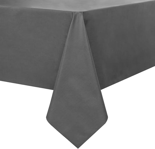 Romanstile 100% Waterproof PVC Tablecloth, Rectangle Oil Spill Proof Stain Resistant Vinyl Table Cloth, Wipe Clean Plastic Table Covers for Kitchen/Dining/Parties - 54 x 78 Inch, Dark Grey