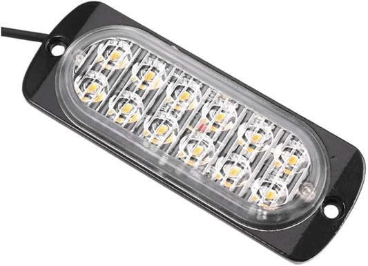 4 Pcs 12 Led Amber Flashing Recovery Strobe Light Orange Grill Breakdown Fog Beacon