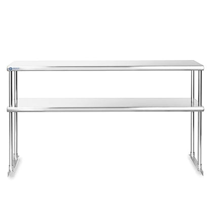 GRIDMANN NSF Stainless Steel Commercial 2 Tier Double Overshelf 60 in. x 12 in. for Kitchen Prep & Work Table
