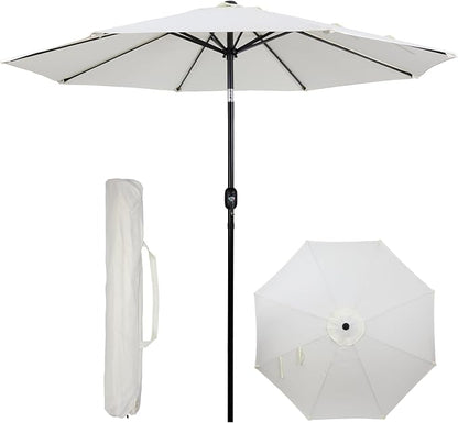 Backyard Expressions 9 ft. Patio Umbrella, Market Table Umbrella w/Tilt and Crank, 8 Ribs