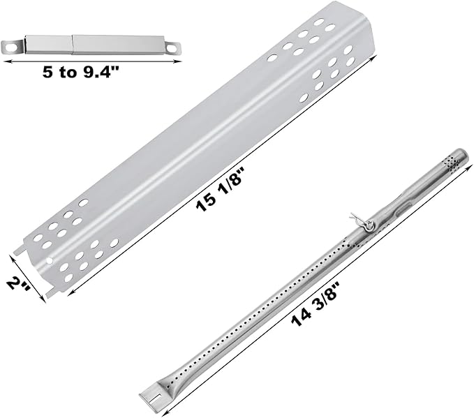 463240115 Heat Plates Burner Tubes Replacement Parts for Charbroil 6 Burner Gas Grill Parts 463235815 469235815 Char-Broil Advantage Grill Parts G432-8M00-W1 Burner G458-0018-W1 Heat Plate Shield