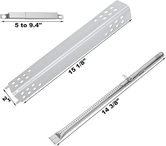 463240115 Heat Plates Burner Tubes Replacement Parts for Charbroil 6 Burner Gas Grill Parts 463235815 469235815 Char-Broil Advantage Grill Parts G432-8M00-W1 Burner G458-0018-W1 Heat Plate Shield