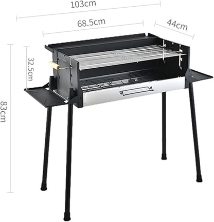 Charcoal Grill, Barbecue Charcoal Grill, Foldable Storage Shelf, 3 Gear Adjustable Temperature BBQ Grill, Metal Folding Portable BBQ Tool Kits, Outdoor Grill Tools for Camping Picnics Traveli