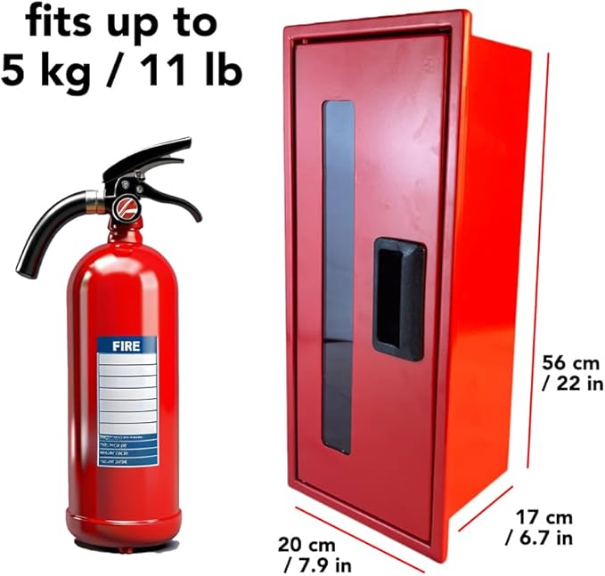 Fire Extinguisher Box Large Size 23 inch Height up to 12 lb | Fire Extinguisher Storage | Weaterproof Cabinet | Fire Extinguishers Wall Mounted Box | Visible Fire Safety Cabinet Storage | Wall-Fixed