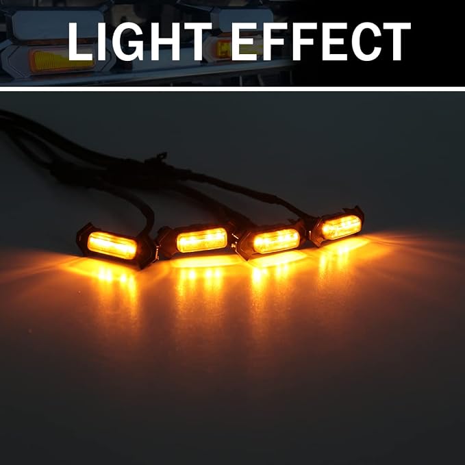 Amber LED Grille Lights For Tacoma TRD Pro 2016-2022, 4Pcs OEM Front Grill Light Kit with Wire Harness And Fuse