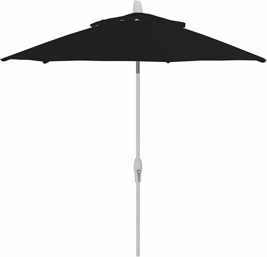 Treasure Garden 9ft Patio Umbrella - Outdoor Furniture Market Umbrella – Deluxe Auto-Tilt – White Aluminum Frame (Sunbrella, Black)