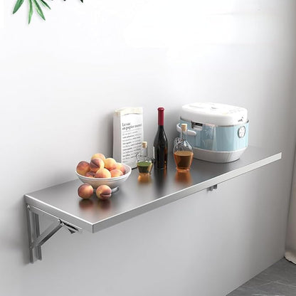 23.6 * 16in Medium Stainless Steel Folding Wall Shelf | Food Truck | Kitchen, Restaurant, Garage, Laundry, Utility Room Folding Concession Shelf