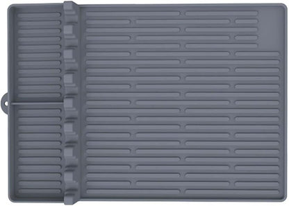 3 in 1 Grill Side Shelf Mat,Silicone Large Non-slip Grill Tool Mat for Blackstone,Utensil Rest with Drip Pad for Flat Top Grill Accessories, Outdoor Grill Utensils Holder for BBQ,Gray