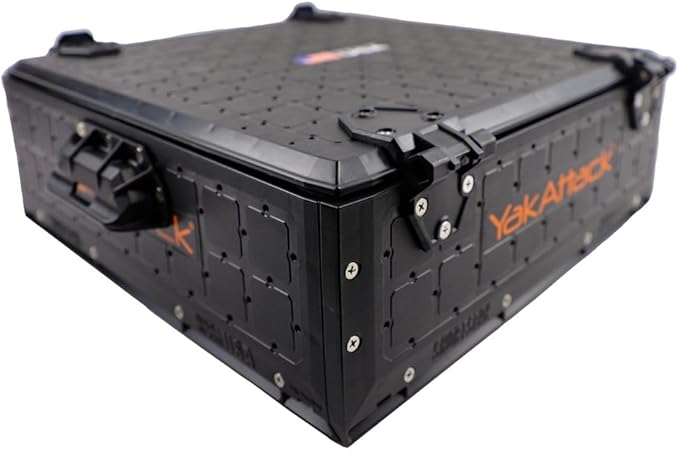 YakAttack ShortStak Solo Storage Box - Size & Color Options | Standalone Low-Profile Crate with Lid, Hinges & Latches | GridLoc Mounting Panels | Slider Feet for Under-Seat Use | Made in USA
