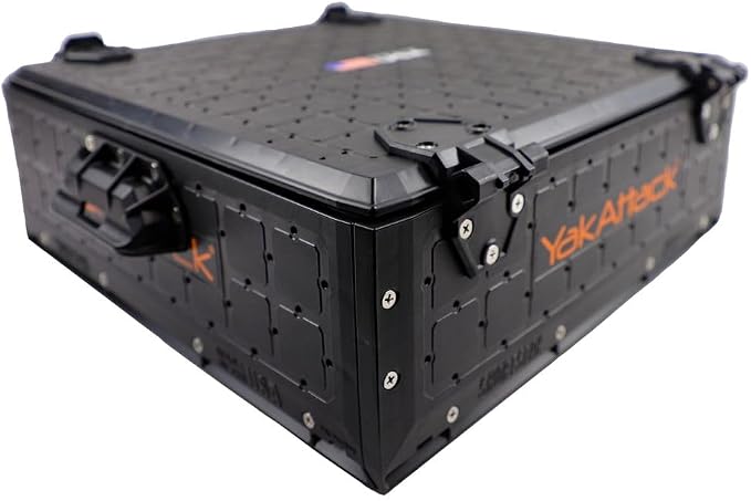 YakAttack ShortStak Solo Storage Box - Size & Color Options | Standalone Low-Profile Crate with Lid, Hinges & Latches | GridLoc Mounting Panels | Slider Feet for Under-Seat Use | Made in USA