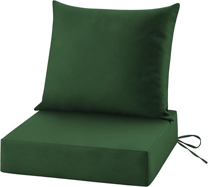 Patio Cushions for Outdoor Furniture, 24x24 Outdoor Couch Cushions, Waterproof & Fade-Resistant Patio Chair Cushions with Removable Cover, Replacement Outdoor Deep Seat Cushion, Forest Green(Set of 1)