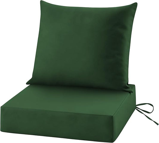 Patio Cushions for Outdoor Furniture, 24x24 Outdoor Couch Cushions, Waterproof & Fade-Resistant Patio Chair Cushions with Removable Cover, Replacement Outdoor Deep Seat Cushion, Forest Green(Set of 1)