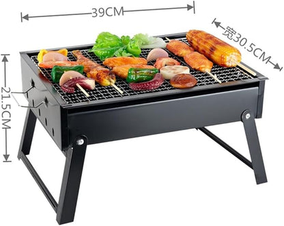 Portable Charcoal Grill for Camping BBQ Grills Outdoor Barbecue Grill, Skewer Net Carbon Barbecue,Heat Quickly & Evenly, Easy Clean,39 * 30.5 * 21.5Cm-D