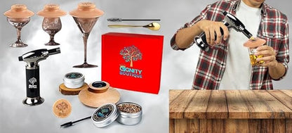 Cocktail Smoker Kit – Premium Old Fashioned Cocktail Kit Whiskey Smoker Kit Includes 4 Wood Chips, Torch, Cover – Smoking Accessories Bourbon Gifts for Men