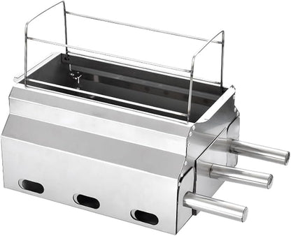 Portable charcoal grill, stainless steel grill, foldable small grill, suitable for garden outdoor cooking barbecue camping picnic, Silver, 413148