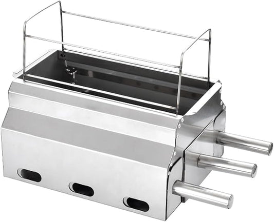 Portable charcoal grill, stainless steel grill, foldable small grill, suitable for garden outdoor cooking barbecue camping picnic, Silver, 413148