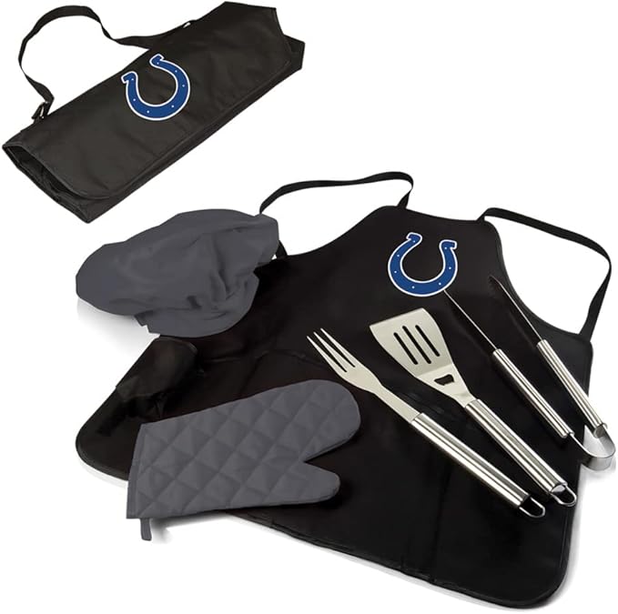 Picnic TIME BBQ Apron Tote Pro Grill Set, (Black with Gray Accents)
