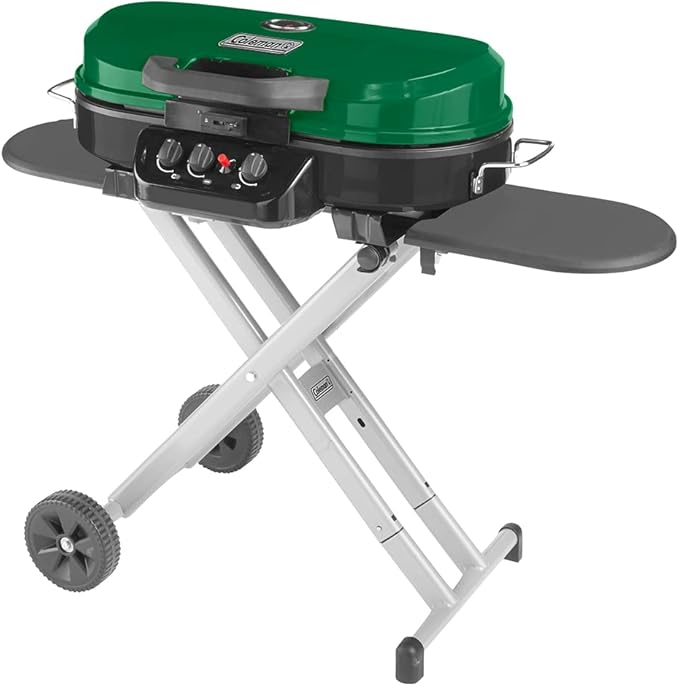 Coleman RoadTrip Swaptop Gas Barbecue Grill with Temperature Control in Green Cast Iron and Aluminum