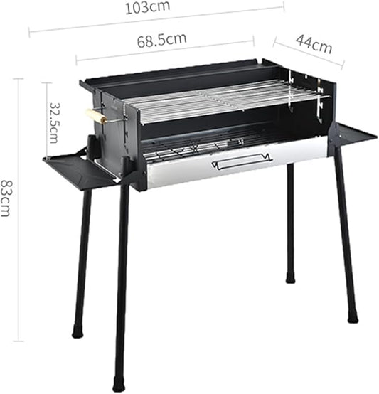 Large Charcoal Grill Foldable Barbecue Grills with Storage Shelf & Adjustable Air Vents 40.55" x 17.32" x 32.68" BBQ Grill for Parties, Beach, Camping & Picnics Black