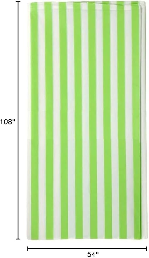 Vpang 2 Pcs Striped Plastic Print Tablecloths Disposable Table Cover Thickened Rectangle Tablecover, Kitchen Picnic Wedding Birthday Party Table Covers, 54"x108" (Green Stripe)