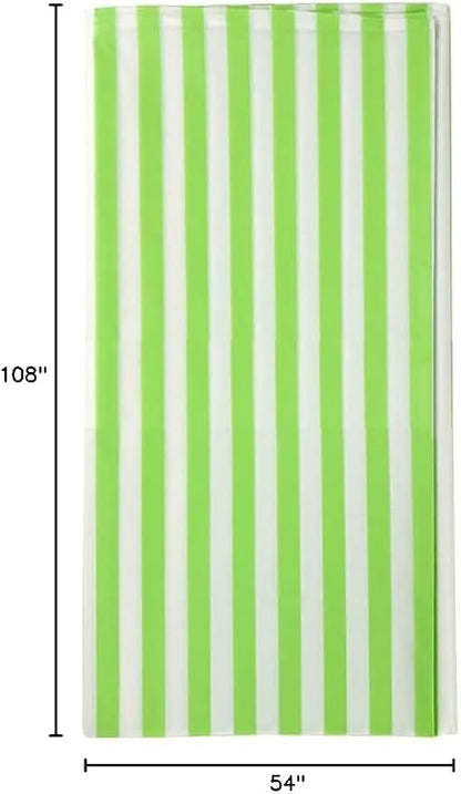 Vpang 2 Pcs Striped Plastic Print Tablecloths Disposable Table Cover Thickened Rectangle Tablecover, Kitchen Picnic Wedding Birthday Party Table Covers, 54"x108" (Green Stripe)