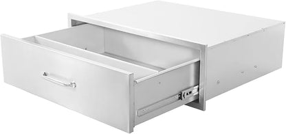 Outdoor Kitchen Single Drawers,30" W x 23" D x 10" H Stainless Steel Built-In Drawer,Flush Mount BBQ Single Drawers with Divider,for Outdoor Kitchen Island or Patio Grill Station