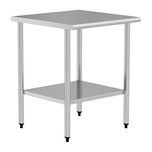 Stainless Steel Table for Prep & Work 30" X 30" inches with Adjustable Undershelf, Commercial Workstations, Utility Table in Kitchen Garage Outdoor BBQ
