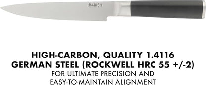 Babish 8-Inch Forged Carving Knife – High-Carbon 1.4116 German Steel Full Tang Kitchen Knife for Precision Meat and Poultry Slicing