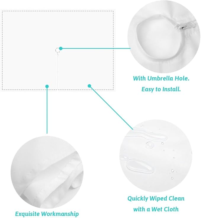 Summer Beach Outdoor Tablecloth - 52x70 Inch Rectangle Dining Table Cover, Coastal Ocean Nautical Seaside Aqua Beige Waterproof Outdoor Table Cloth with Umbrella Hole & Zipper for Picnic/Patio/Party