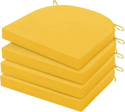 HARBOREST Outdoor Chair Cushions Set of 4, Water Resistant Patio Chair Cushions with Ties, Outdoor Seat Cushions for Patio Furniture, 17"x16"x2", Yellow