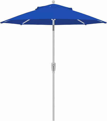 Treasure Garden 7.5ft Patio Umbrella – Outdoor Market Umbrella – Push Button Tilt – White Aluminum Frame (O’bravia, Cobalt)