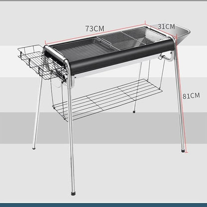 Barbecue Charcoal Grill, Portable Folding BBQ Tool Kits for Camping, Picnic, Outdoor, BBQ,Suitable for 5-15 People (Black 73 * 31 * 81cm)