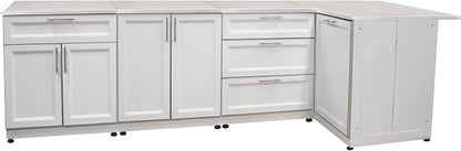 Blue Sky Outdoor Living White Shaker 4-Piece Outdoor Kitchen Combo Set 6 – Modular Weather-Resistant Storage Cabinets