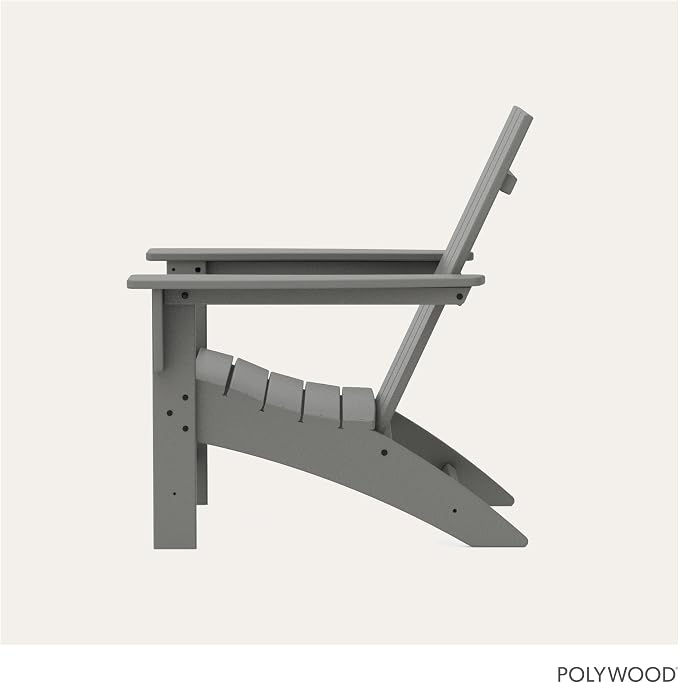 POLYWOOD Modern Adirondack Chair – All-Weather Outdoor Lawn Adirondack Chairs – HDPE, Fade-Resistant & Durable Outdoor Furniture – For Patio, Deck & Fire Pit Chairs – Grey