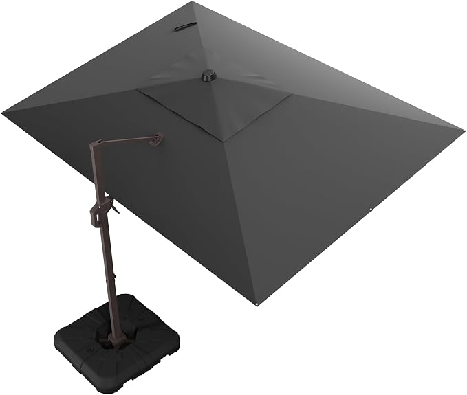 9x12 FT Cantilever Patio Umbrella with Base, Large Rectangular Offset Outdoor Umbrella with 360° Rotation, Heavy Duty Shade Umbrella for Garden Backyard Deck Poolside Courtyard, Grey