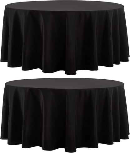 2 Pack Black Round Tablecloths 90 Inch for Dining Tables | Washable Decorative Linen Polyester Table Cover for Banquets Buffets Parties and Weddings
