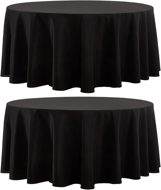 2 Pack Black Round Tablecloths 90 Inch for Dining Tables | Washable Decorative Linen Polyester Table Cover for Banquets Buffets Parties and Weddings