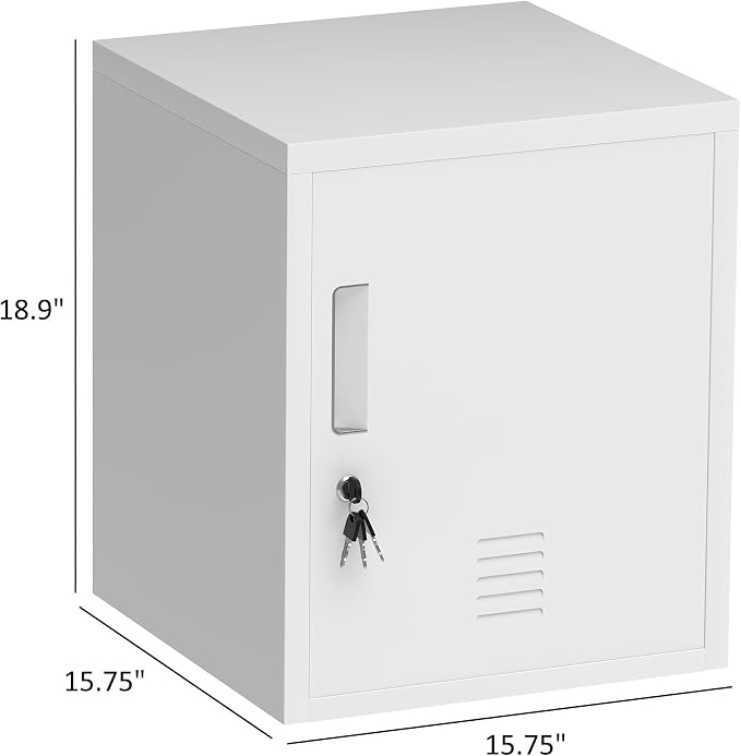 Metal Storage Locker Cabinet with Locking Door and Adjustable Shelf for Home Office Classroom Workshop Organization (White)
