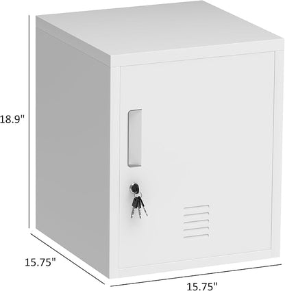 Metal Storage Locker Cabinet with Locking Door and Adjustable Shelf for Home Office Classroom Workshop Organization (White)