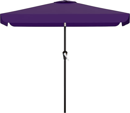 AreShark 6.5 x 10 FT Rectangular Valance Patio Umbrella, Outdoor Umbrella with Tilt and Crank, Market Table Umbrellas W/ 6 Ribs UV Protection for Garden, Deck, Backyard and Pool, Dark Purple