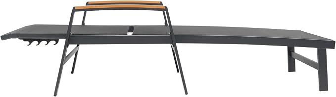 Christopher Knight Home Patio Aluminum Chaise Lounge, Adjustable Mesh Chaise Lounge, 5 Position Back Recliner, Lounge Chair with Armrest, Ourdoor Deep Seating Lounge for Poolside Backyard, Black
